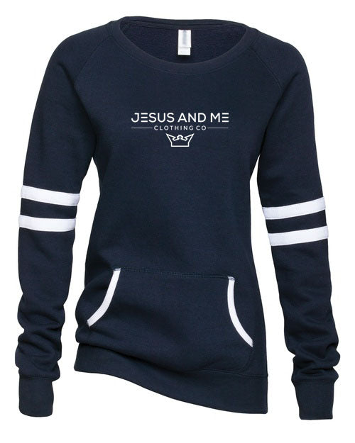 THE JAM WOMEN'S "BY HIS STRIPES" EMBROIDERED CREWNECK SWEATSHIRT